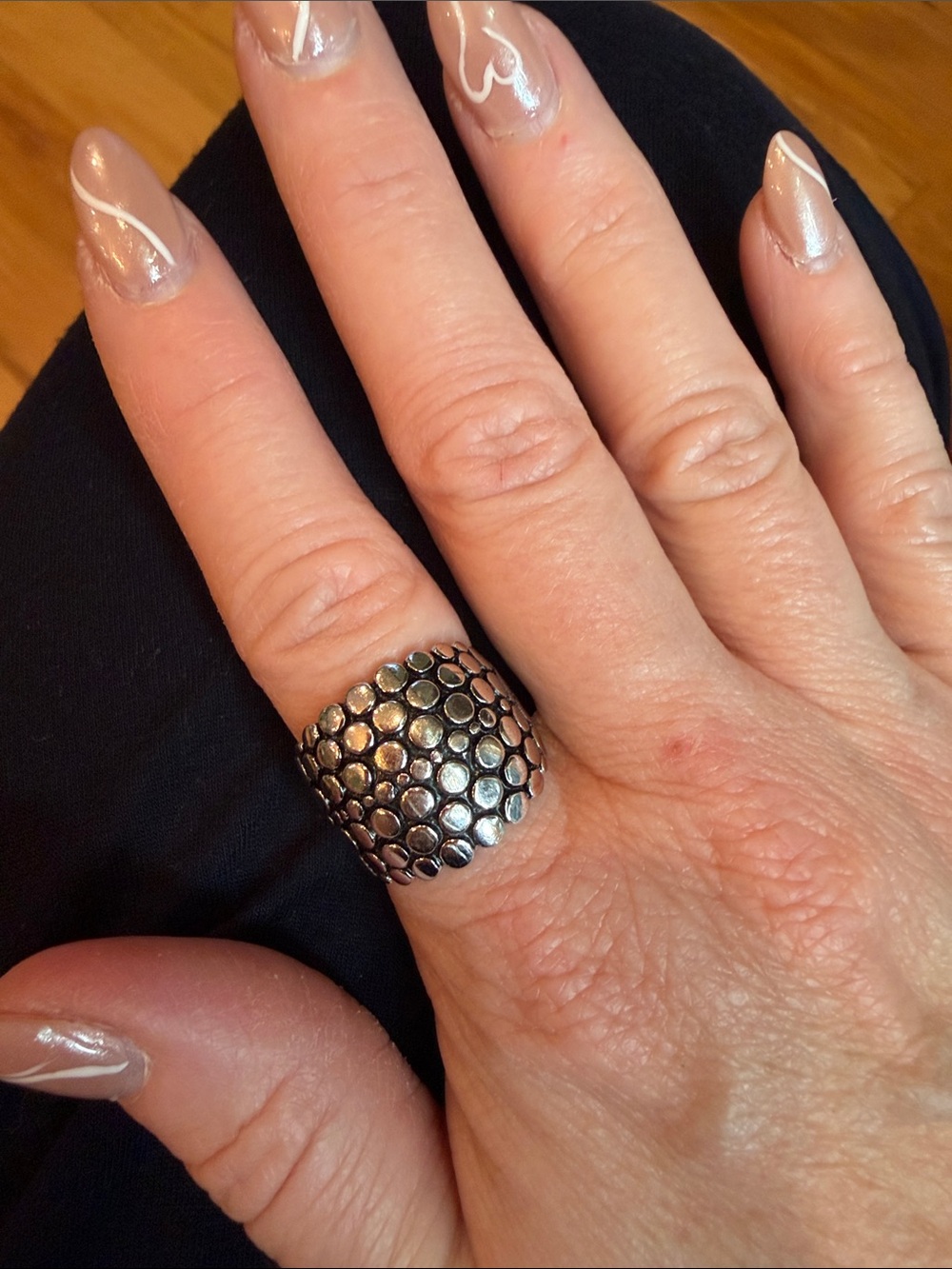 Size 9 Lia Sophia Silver Textured Statement Dome Ring - Silver